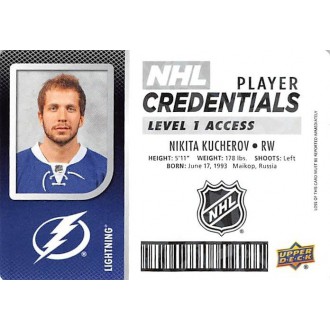Insertní karty - Kucherov Nikita - 2017-18 MVP NHL Player Credentials Level 1 Access No.NHL-NK