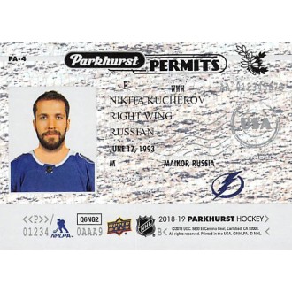 Insertní karty - Kucherov Nikita - 2018-19 Parkhurst Parkhurst Permits No.PA4