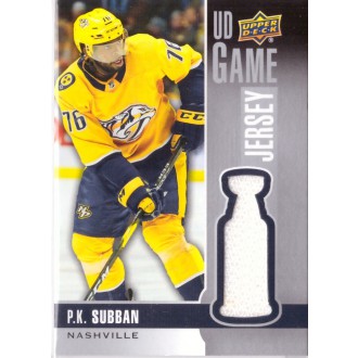 Jersey karty - Subban P.K. - 2019-20 Upper Deck Game Jerseys white No.GJ-PK