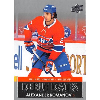 Insertní karty - Romanov Alexander - 2021-22 Upper Deck Debut Dates No.DD18