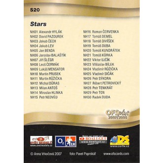 Extraliga OFS - Seznam karet - 2007-08 OFS Stars, Golmani No.S20