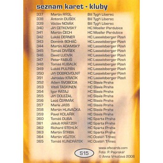 Extraliga OFS - Seznam karet (309 - 365) - 2006-07 OFS No.S15