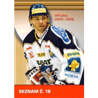 Extraliga OFS - Jágr Jaromír - 2005-06 OFS NH Die-Cut Seznam No.S18