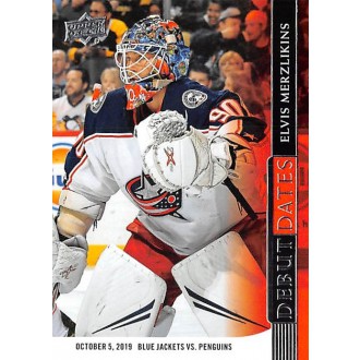 Insertní karty - Merzlikins Elvis - 2020-21 Upper Deck Debut Dates No.9