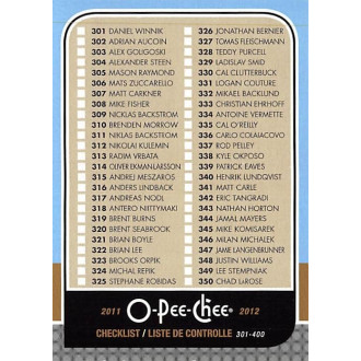 Řadové karty - Checklist 301-400 - 2011-12 O-Pee-Chee No.499