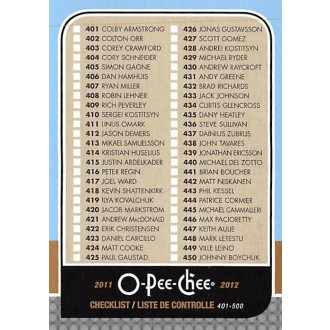 Řadové karty - Checklist 401-500 - 2011-12 O-Pee-Chee No.500