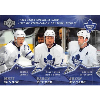 Insertní karty - Sundin Mats, Tucker Darcy, McCabe Bryan - 2007-08 McDonalds Upper Deck Three Stars Checklists No.CL2