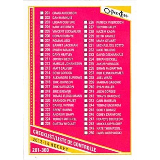 Řadové karty - Checklist 201-300 - 2013-14 O-Pee-Chee No.498