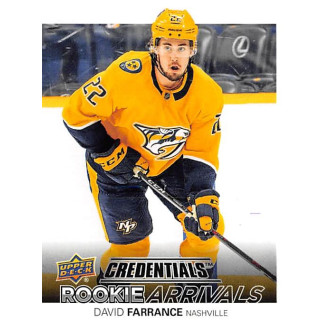 Insertní karty - Farrance David - 2021-22 Credentials Rookie Arrivals No.RA32