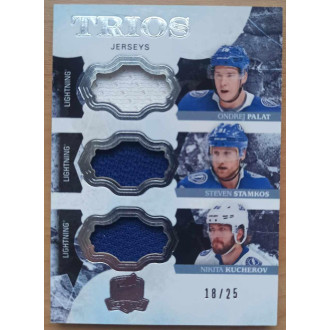 Jersey karty - Palát Ondřej, Stamkos Steven, Kucherov Nikita - 2017-18 The Cup Trios Jerseys No.C3-TB1 A3