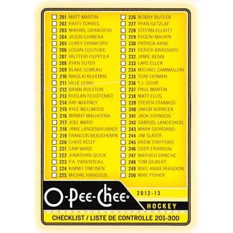 Řadové karty - Checklist 201-300 - 2012-13 O-Pee-Chee No.498