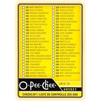 Řadové karty - Checklist 201-300 - 2012-13 O-Pee-Chee No.498