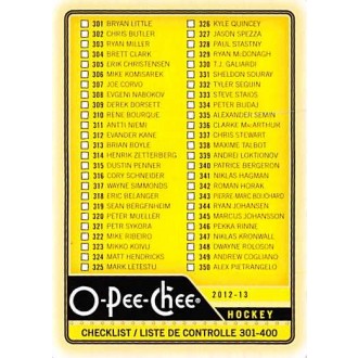Řadové karty - Checklist 301-400 - 2012-13 O-Pee-Chee No.499