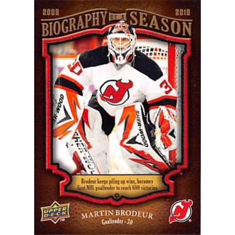 Insertní karty - Brodeur Martin - 2009-10 Upper Deck Biography of a Season  No.BOS30