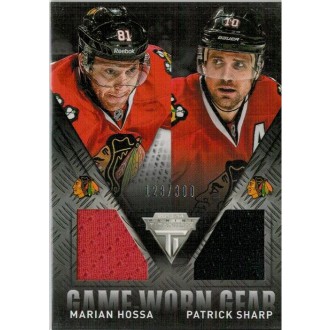 Jersey karty - Hossa Marián, Sharp Patrick - 2013-14 Titanium Game Worn Gear Dual Memorabilia No.GD-HS