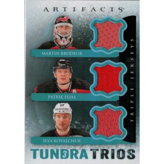 Jersey karty - Brodeur Martin, Eliáš Patrik, Kovalchuk Ilya - 2013-14 Artifacts Tundra Trios Jerseys Blue  No.T3-BEK