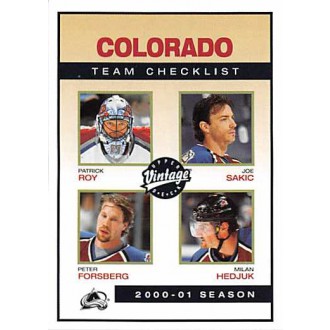 Řadové karty - Hejduk Milan, Roy Patrick, Sakic Joe, Forsberg Peter - 2001-02 Vintage No.70