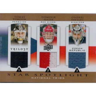 Jersey karty - Vokoun Tomáš, Hašek Dominik, Pavelec Ondřej - 2013-14 Trilogy Three Star International Jerseys No.CZR-NET