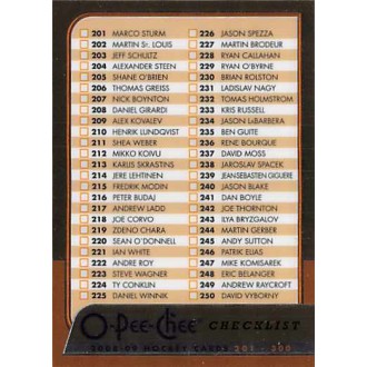 Paralelní karty - Checklist 201-300 - 2008-09 O-Pee-Chee Metal No.498