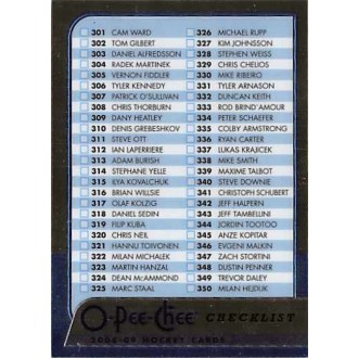 Paralelní karty - Checklist 301-400 - 2008-09 O-Pee-Chee Metal No.499