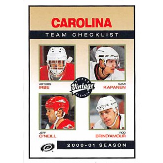 Řadové karty - Brind´Amour Rod, Irbe Arturs, Kapanen Sami, O´Neill Jeff - 2001-02 Vintage No.52