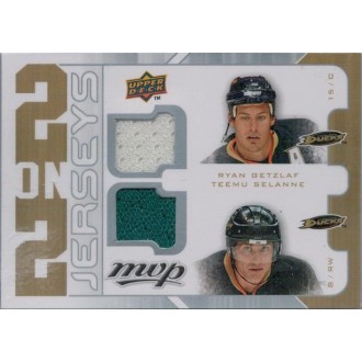 Jersey karty - Getzlaf Ryan, Selanne Teemu, Modano Mike, Ribeiro Mike - 2008-09 MVP Two on Two Jerseys No.J2-SMRG