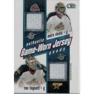Jersey karty - Klesla Rostislav, Sanderson Geoff, Denis Marc, Tugnutt Ron - 2002-03 Heads Up Quad Jerseys No.10