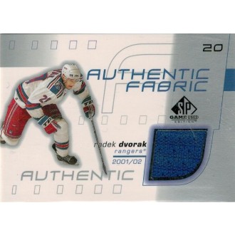 Jersey karty - Dvořák Radek - 2001-02 SP Game Used Authentic Fabric  No.AF-RD