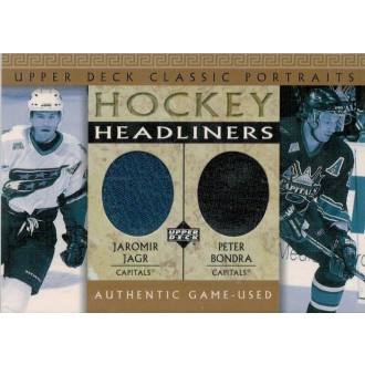 Jersey karty - Jágr Jaromír, Bondra Peter - 2002-03 Classic Portraits Headliners No.JB