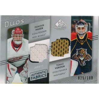 Jersey karty - Hašek Dominik, Vokoun Tomáš - 2008-09 SP Game Used Authentic Fabrics Duos No.AF2-VH