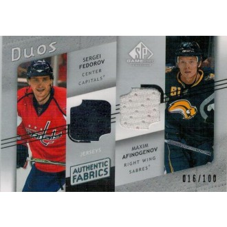 Jersey karty - Fedorov Sergei, Afinogenov Maxim - 2008-09 SP Game Used Authentic Fabrics Duos No.AF2-ZF
