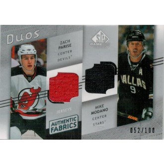 Jersey karty - Parise Zach, Modano Mike - 2008-09 SP Game Used Authentic Fabrics Duos No.AF2-ZM