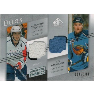 Jersey karty - Ovechkin Alexander, Kovalchuk Ilya - 2008-09 SP Game Used Authentic Fabrics Duos No.AF2-KO