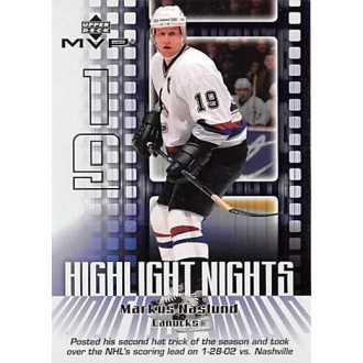 Insertní karty - Naslund Markus - 2002-03 MVP Highlight Nights No.HN7