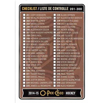 Řadové karty - Checklist 201-300 - 2014-15 O-Pee-Chee No.498