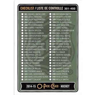 Řadové karty - Checklist 301-400 - 2014-15 O-Pee-Chee No.499