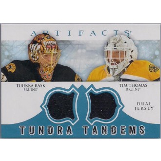 Jersey karty - Rask Tuukka, Thomas Tim - 2012-13 Artifacts Tundra Tandems Jerseys Blue No.TT-TR