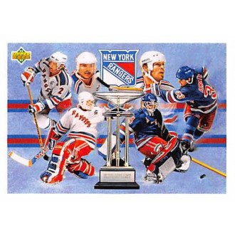Řadové karty - Presidents Trophy New York Rangers (Messier Mark, Leetch Brian, Gartner Mike, Richter Mike, Amonte Tony) - 1992-93 Upper Deck No.34