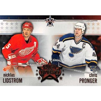 Insertní karty - Lidstrom Nicklas, Pronger Chris - 2001-02 Vanguard East Meets West No.10