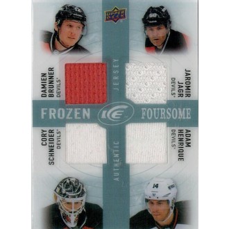 Jersey karty - Brunner Damien, Schneider Cory, Jágr Jaromír, Henrique Adam - 2014-15 Ice Frozen Foursomes (red, white, white, white) No.FFNJD