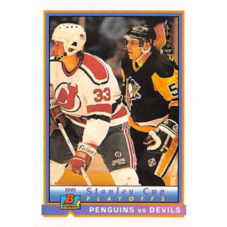 Řadové karty - Pittsburgh vs New Jersey Playoff Action - 1991-92 Bowman No.408