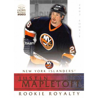 Insertní karty - Mapletoft Justin - 2002-03 Crown Royale Rookie Royalty No.15