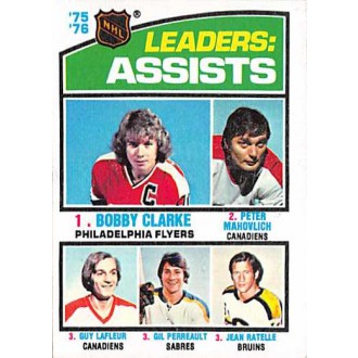 Řadové karty - Clarke Bobby, Mahovlich Peter, Lafleur Guy, Perreault Gil, Ratelle Jean - 1976-77 Topps No.2