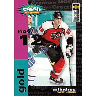 Insertní karty - Lindros Eric - 1995-96 Collectors Choice Crash the Game Nov.12 Gold No.C4