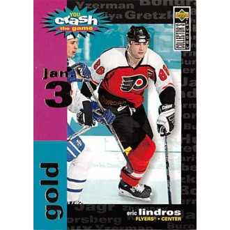 Insertní karty - Lindros Eric - 1995-96 Collectors Choice Crash the Game Jan.3 Gold No.C4