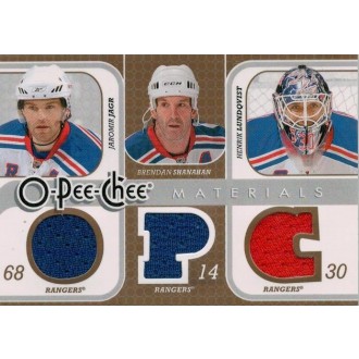 Jersey karty - Jágr Jaromír, Shanahan Brendan, Lundqvist Henrik - 2008-09 O-Pee-Chee Materials Triple No.3M-SJL