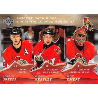 Insertní karty - Heatley Dany, Spezza Jason, Emery Ray - 2007-08 McDonald’s Upper Deck Three Stars Checklists No.CL3