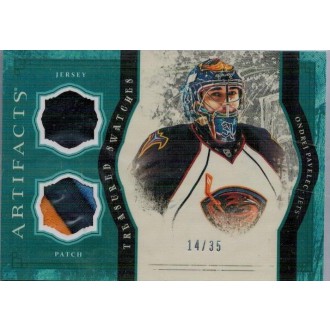 Patch karty - Pavelec Ondřej - 2011-12 Artifacts Treasured Swatches Jerseys Patches Emerald No.TS-OP