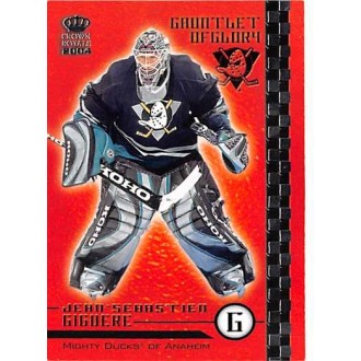 Insertní karty - Giguere Jean-Sebastien - 2003-04 Crown Royale Gauntlet of Glory No.1