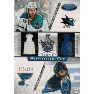 Jersey karty - Thornton Joe, Halák Jaroslav - 2012-13 Certified Path to the Cup Quarter Finals Dual Jerseys No.PCQF7